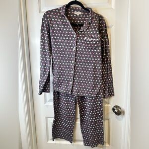 Laura Ashley Women’s Heart Print Pajama Set - EUC